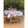 thumbnail image 3 of Outdoor Tablecloth with Umbrella Hole for Patio/Picnic/Party/Camping, Colorful Hand Print Waterproof Table Cloth Rectangle Table Cover Washable, Cartoon Watercolor Cute Graffiti (52"x 70"), 3 of 8