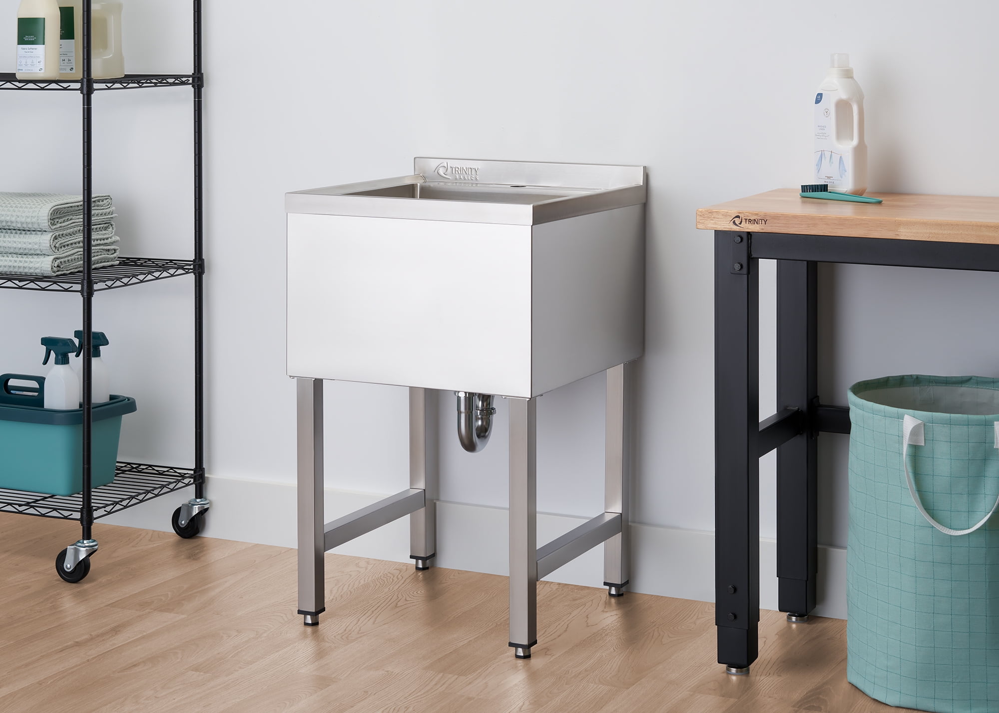 TRINITY BASICS EcoStorage® | 18x16x13 Basin | Stainless Steel Utility Sink | NSF | Chrome
