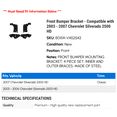 thumbnail image 2 of Front Bumper Bracket - Compatible with 2003 - 2007 Chevy Silverado 2500 HD 2004 2005 2006, 2 of 2