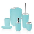 thumbnail image 1 of Bathroom Accessories Set 6 Pcs Plastic Gift Set Home Bathroom Cleaning Tools-Lotion Dispenser Toothbrush Holder Tumbler Cup Soap Dish Trash Can Toilet Brush Set, 1 of 2