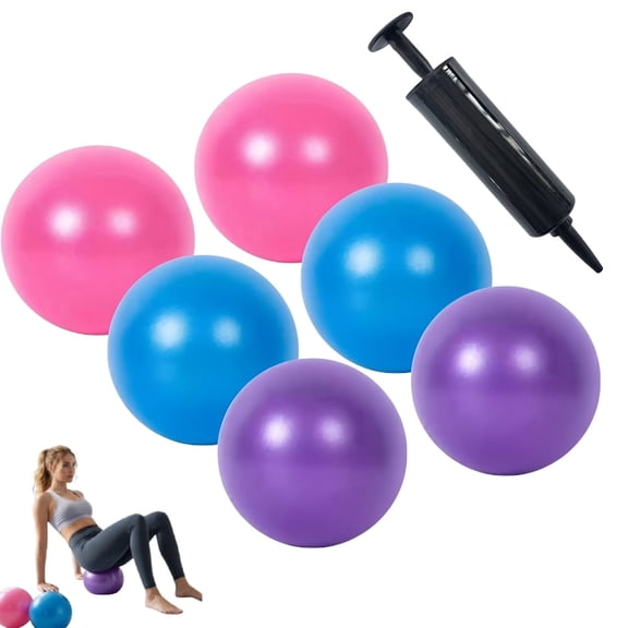 6 Pcs Small Exercise Pilates Ball,9 Inch PVC Anti Burst and Slip Mini Yoga Balls for Stability,Core Workout,Fitness at Home Gym,Women