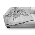 thumbnail image 3 of Bunny Soft Flannel Fleece Throw Blanket, Boho Style Hare Head Ornamented with Zentangle Motifs, Cozy Plush for Indoor and Outdoor Use, 50" x 70", Charcoal Grey and White, by Ambesonne, 3 of 6