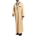 thumbnail image 4 of Pompotops Men's Muslim Robe Arab Middle Robe Pattern Embroidery Long Sleeve Standing Neck Pocket Long Shirt Fashion Casual Robe on Sale, 4 of 6