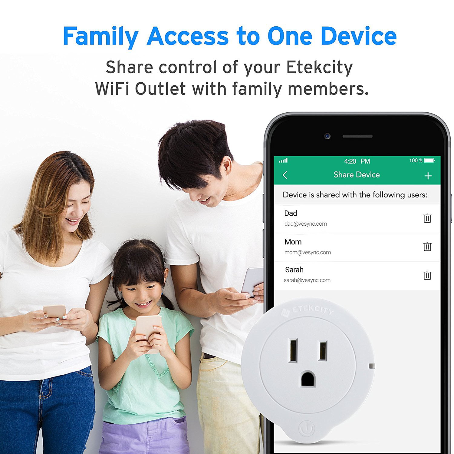 ETEKCITY Voltson WiFi Smart Plug White 6/Pack (EDESSPECSUS0023) 
