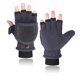thumbnail image 1 of Guantes de invierno para hombre y mujer con forro polar de doble capa, cálidos, engrosados, antideslizantes, con dedo abierto, medio dedo, forro polar para exteriores, pantalla táctil, 1 of 5