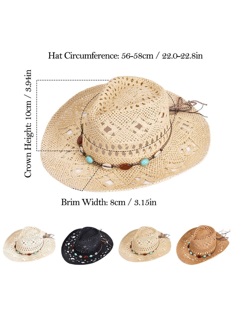 Gustave Straw Cowboy Hat for Men Women Western Cowgirl Sun  display picture 3