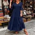 thumbnail image 2 of Horkkom Plus Size Dresses for Women Summer V Neck Maxi Dresses Causal A Lined Tiered Dress XXXXL, 2 of 8