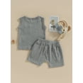thumbnail image 4 of Bagilaanoe 2pcs Toddler Baby Boy Short Pants Set Sleeveless Tank Tops + Shorts 6M 12M 18M 24M 3T Kids Casual Summer Outfits, 4 of 9