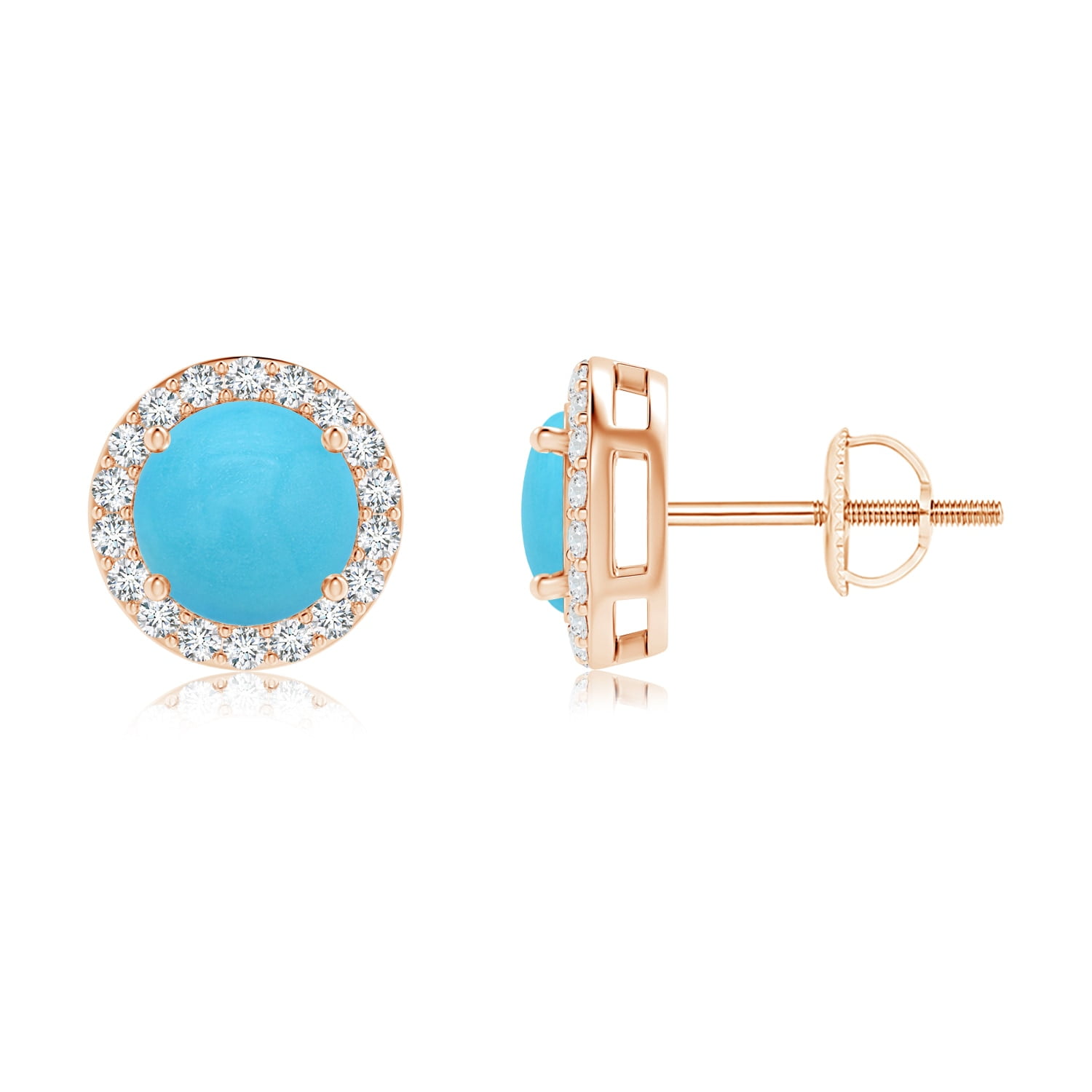 Angara - Vintage-Inspired Round Turquoise Halo Stud Earrings (6mm ...