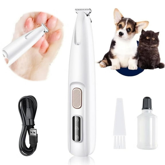 Electric Paw Trimmer with LED Light - Waterproof,Rechargeable,Low Noise Pet Hair Shaver for Dogs and Cats