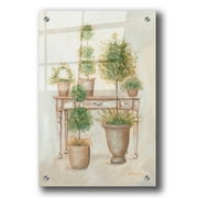 Epic Art 'Potting Bench & Topiaries II' by Pam Britton, Acrylic Glass Wall Art, 24"x36"