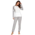 thumbnail image 2 of MintLimit Women's Pajamas Set Crew Neck Solid Striped Raglan Long Sleeve Shirt and Jogging Pants with Pocket Soft Nightwear 2 Piece Sleepwear, 2 of 4