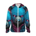 thumbnail image 1 of Fotbe Neon Cyberpunk Blue Bear Chaqueta con Protección Solar UPF 50+ para Hombre y Mujer, Camisa con Capucha y Bolsillos-Medium, 1 of 7