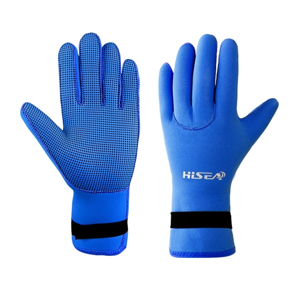 HiSEA Hisea Neoprene Diving Gloves - Thermal Protection, Anti-Slip, Scratch-Resistant for Snorkeling, Surfing, Kayaking - Blue, Size L