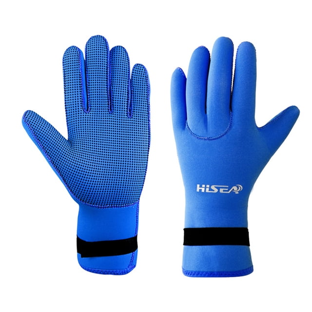 HiSEA Hisea Neoprene Diving Gloves - Thermal Protection, Anti-Slip, Scratch-Resistant for Snorkeling, Surfing, Kayaking - Blue, Size L