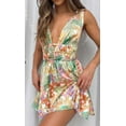 thumbnail image 1 of Women Mini Dress Sleeveless V Neck Backless Flower Print Summer Club Party Dress, 1 of 2