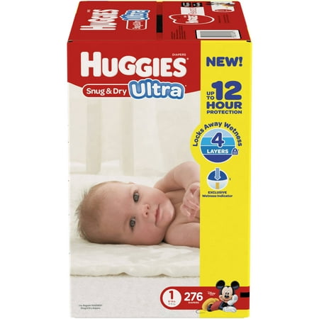 HUGGIES Snug & Dry Ultra Diapers, Size 1, 276 Diapers