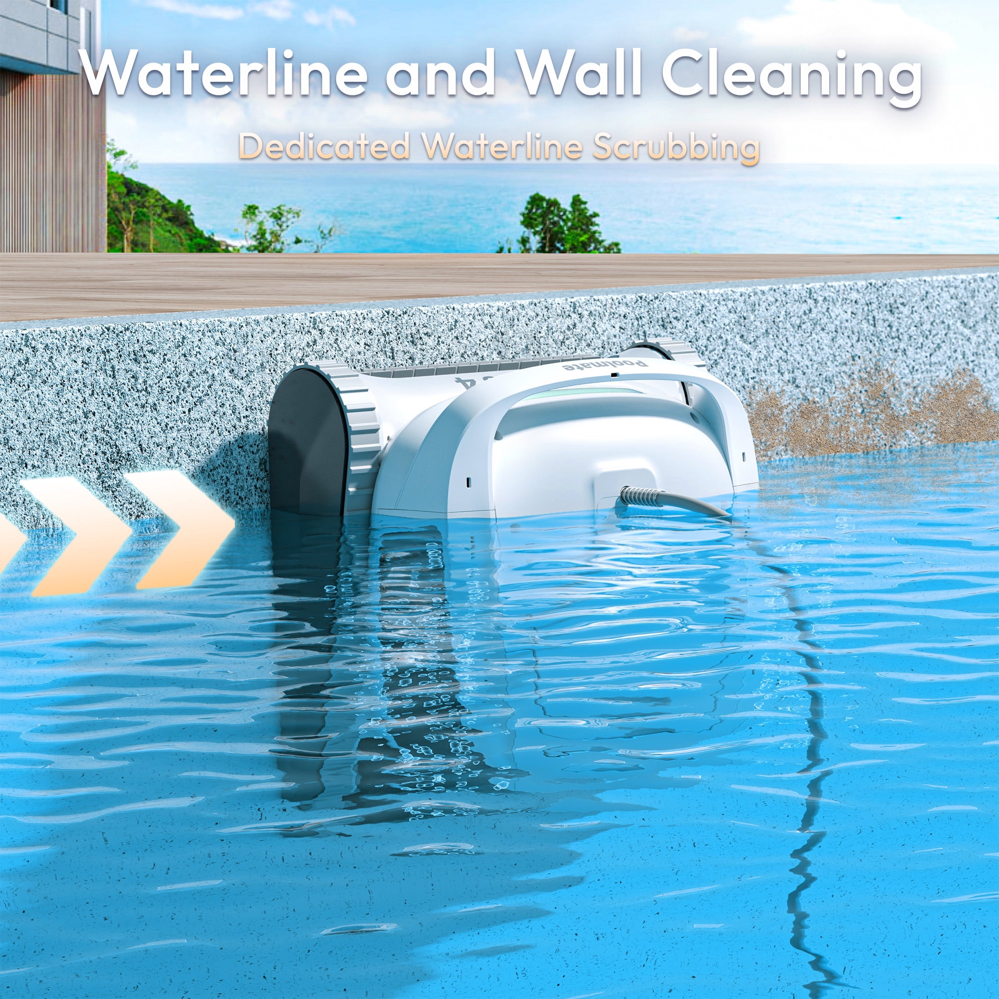 Hydro 4 Cordless Robotic Pool Cleaner,Pool Vacuum for Inground Aboveground Pools, 4.1L Filter Basket, Floor Wall Waterline Cleaning, Pool Cleaner Robot Ideal for Pools up to 50 FT in Length