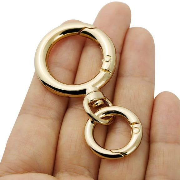 2sets NEW Trigger Spring O Rings with Swivel D-ring Snap Hooks Carabiner Clip for Keyrings,Purse ,Bags Buckle,DIY Craft Making(Gold)