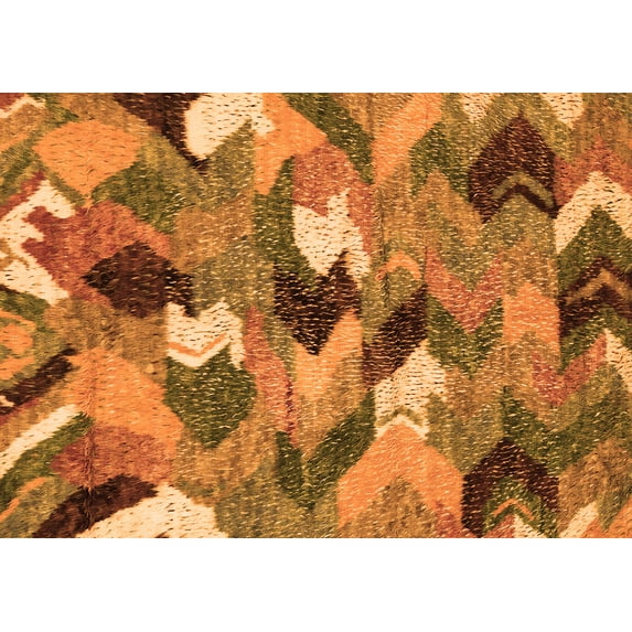 Ahgly Company Indoor Rectangle Abstract Orange Modern Area Rugs, 8' x 12'