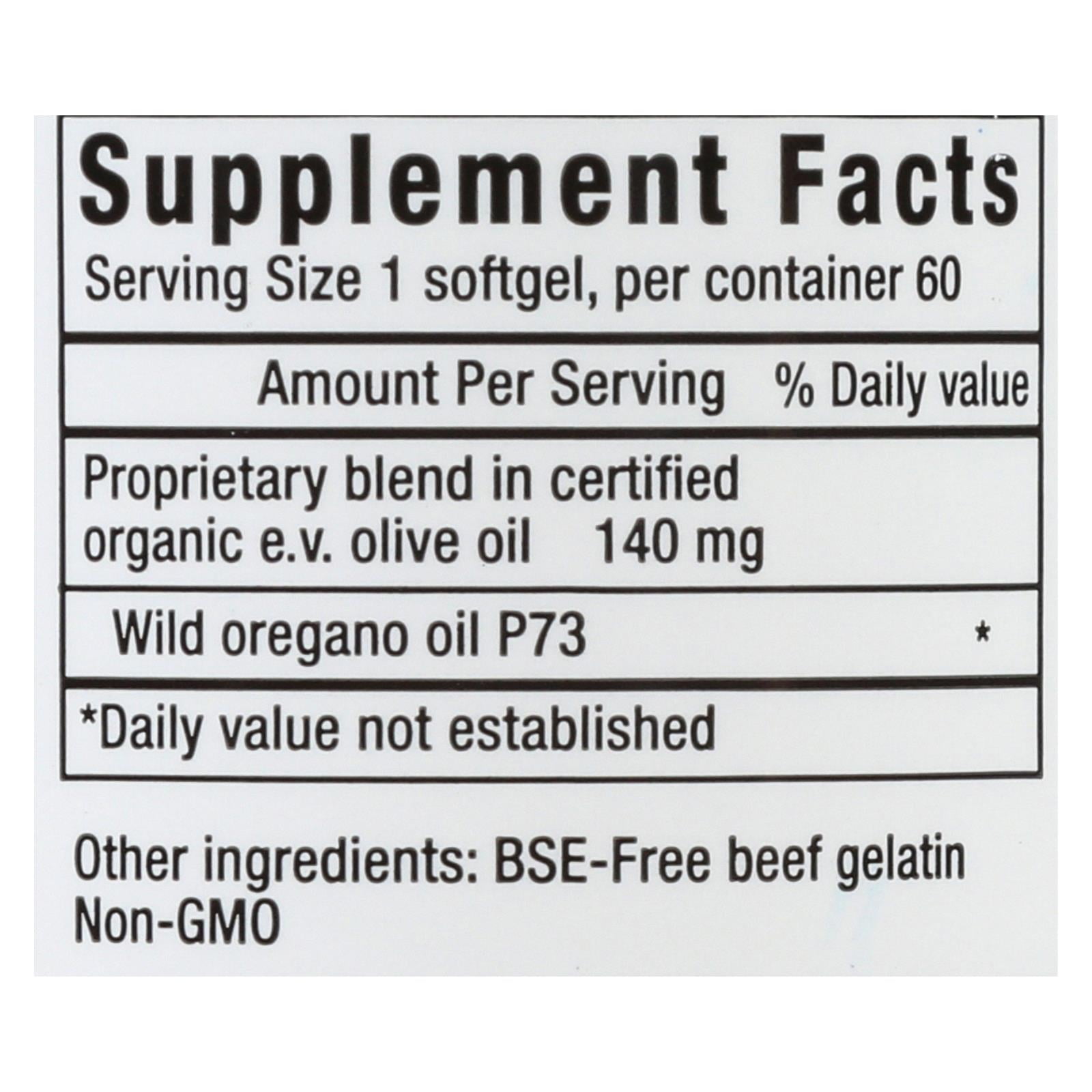 Oreganol P73 Oil of Oregano By North American Herb & Spice  - 60 Gelcaps