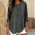 thumbnail image 3 of Tunic Tops for Women Loose Fit - Striped Crewneck Tees Roll Up Long Sleeve T Shirts Ladies Fall Winter Clothes (L, Black), 3 of 6