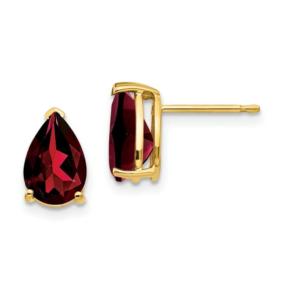 Primal Gold 14 Karat Yellow Gold 9x6mm Pear Garnet Earrings