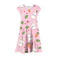 thumbnail image 4 of Xdegoge Easter Dresses for Girls Rabbit Print with Tiered Skirt and Cap Sleeves, Lightweight and Comfortable Teens Holiday Dress, 4 of 5