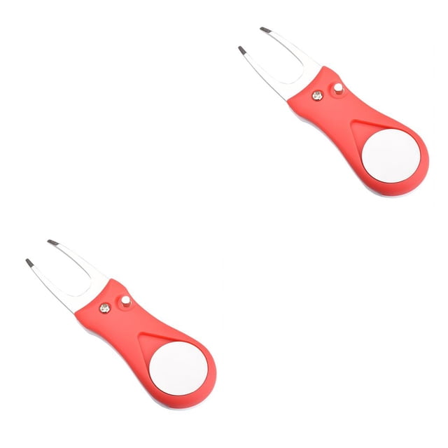 Eigraketly Golf Pitch Groove Repair Fork Pitchfork Mango de plástico Cabeza de acero inoxidable Reutilizable Putting Marker Removal Red Type2 NO2