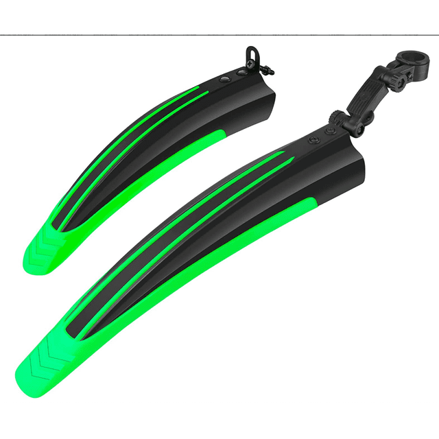 Guardabarros de bicicleta, guardabarros delantero de guardabarros trasero engrosado ajustable universal para bicicleta de montaña MTB Road para sillín de una sola velocidad (negro verde) JAMW Sencillez