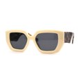thumbnail image 1 of Womens Mod Thick Plastic Geometric Cat Eye Sunglasses Ivory Tortoise Black, 1 of 4