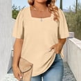 thumbnail image 2 of gakvbuo Plus Size Summer Tops for Womens Plus Solid Color Casual Short Sleeve Square Neckline Tunoc Top T-Shirt, 2 of 6