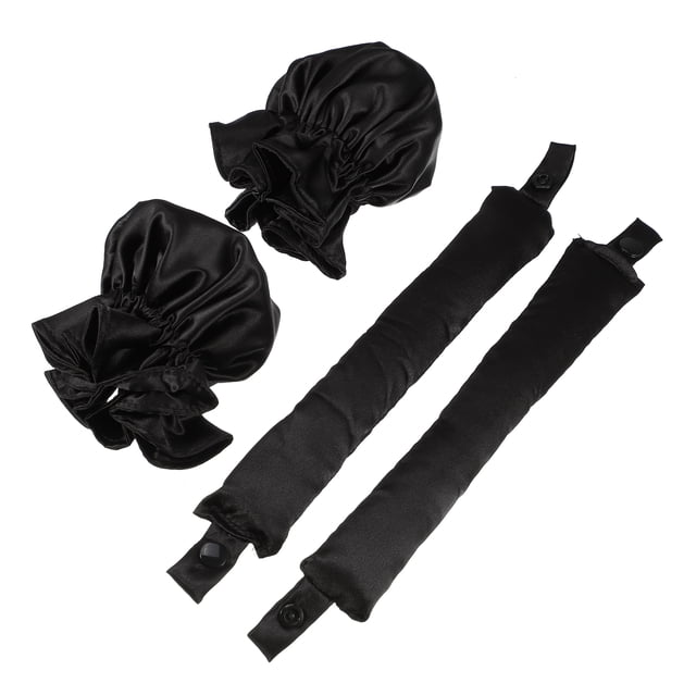 Unique Bargains 4 Piezas Rizador de Cabello sin Calor Diadema con Varilla rizadora sin Calor de satén con Juego de Gorro para Todo Tipo de Cabello Negro