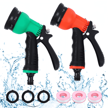 2 Pack Garden Hose Nozzle,Heavy Duty Water Hose Nozzle with 8 Adjustable Spray Patterns,High Pressure Hand Sprayer with Flow Control for Watering Plants Lawns Washing Cars Pets