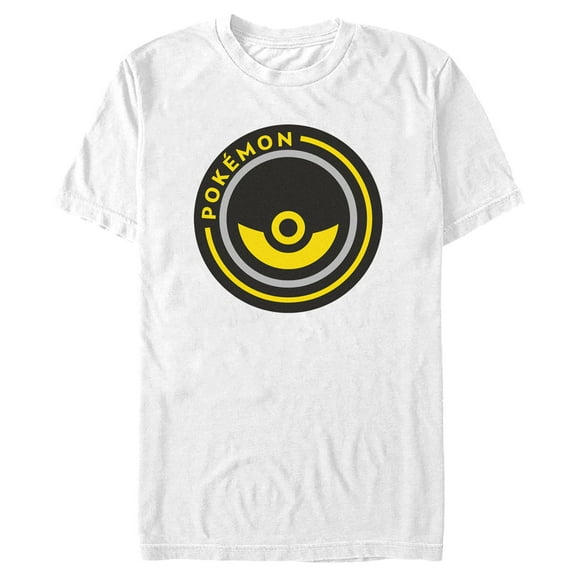Men's Pokemon Pokeball Circle Badge Graphic Tee White Large