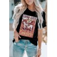 thumbnail image 4 of ABPHQTO Camiseta de cuello redondo con estampado gráfico de piña floral negra para mujer, 4 of 5