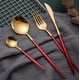 thumbnail image 4 of Vajilla de acero inoxidable Cuchillo de cena Tenedor Cuchara Cuchara de té Juego de cubiertos occidentales Rojo, Acero inoxidable, Rojo, 4 of 4