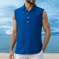 thumbnail image 3 of TANGQIOP Men T-Shirts Short Sleeve Half-Placket Sleeveless Base Layer Undershirts Outdoor Casual Vest Quick Dry Breathable Blue S, 3 of 4