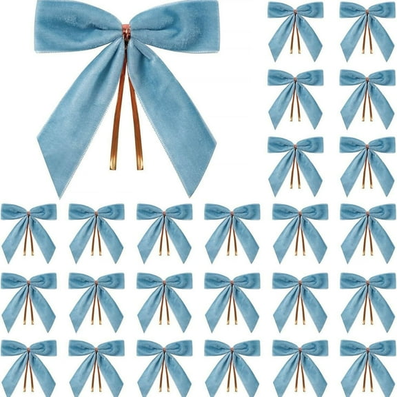 Wooowa 3.54Inch Large Velvet Christmas Bows, Festive Sparkling Decorations, Essential Accents for Xmas Tree & Holiday Setup