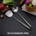 thumbnail image 6 of Kiibsot 304 Stainless Steel Kitchen Utensils Set - 17” Extra Long Handle Metal Cooking Tools, Spatula,Soup Ladle,Skimmer Spoon,Slotted Spatula Turner,Solid Spoon, for Cast Iron/Carbon Steel Wok, 6 of 8