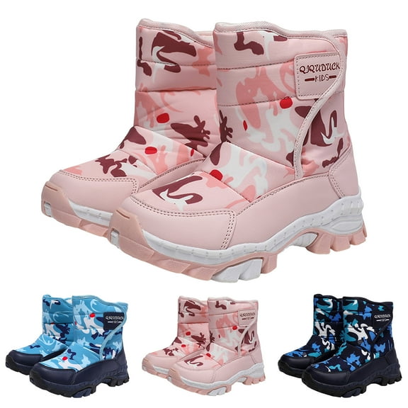 Dakaela Winter Snow Boots for Boy Girl Waterproof Fleece Lined Ankle Booties Toddler Kids Warm Outdoor Walking Shoes Blue Size 11.5