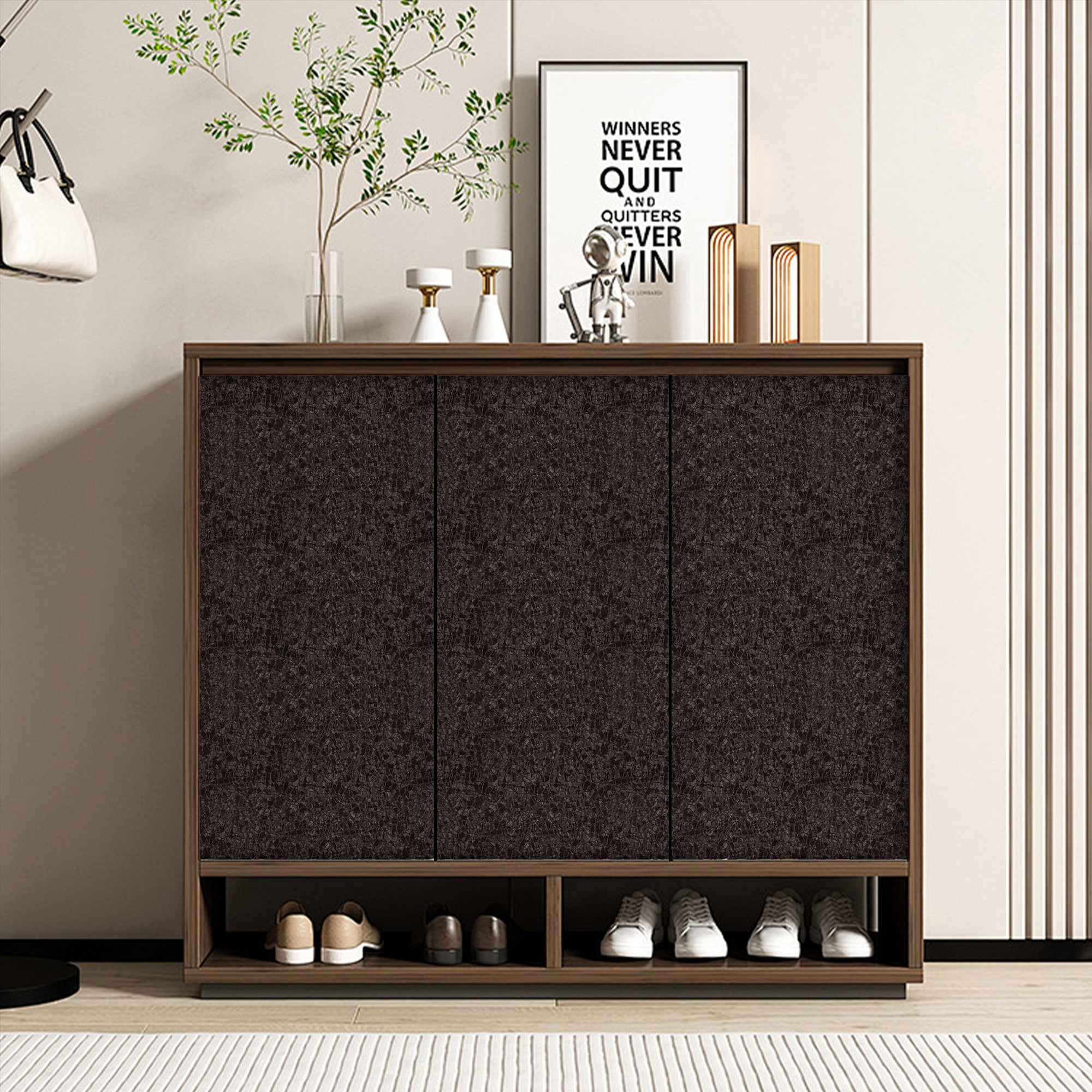 (4 pack) Abyssaly Brown Peel and Stick Wallpaper 15.7"×118", Thicken Modern Textured Embossed Wallpaper Self-Adhesive Removable Vinyl Contact Paper