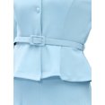 thumbnail image 5 of INSPIRE CHICBusiness Skirt Suit Sets for Women's 2 Piece Outfits Office 3/4 Sleeve Blazer Jacket Pleated Skirts XS Sky Blue, 5 of 6