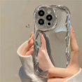 thumbnail image 2 of Luxury Plating Silver Wavy Phone Case For iPhone 15 14 13 12 11 Pro Max Mini X XS XR 7 8 Plus SE Soft Shockproof Bumper Cover, 2 of 4