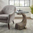 thumbnail image 2 of Linon Mabry Whale Sculptured Resin & Glass Top Rustic Accent Table in Driftwood, 2 of 11