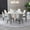 8 Grey Chairs+Table, variant on 59"Round Marble-Design Dining Set w/ 6 Grey Chairs+Table & Petal Base | 6-8 Seater for Kitchen/Dining Room