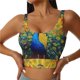 thumbnail image 1 of Fotbe Peacocks Sujetador Deportivo Largo sin Aros para Mujer con Almohadillas y Soporte Medio, Transpirable y Absorbente, Camiseta Tipo Chaleco o Tank Top-Large, 1 of 8