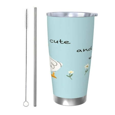 

Gaeub funny goose Print 20-Ounce Stainless Steel Car Cup Tumblers Cups with Lids and Straw Coffee Cups for Adults Kids Home Car Office School Travel Party-Straw Two-piece Set