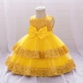 thumbnail image 4 of HaiMao Baby Girls Dress Toddler Party Dress Cute Church Baptism Birthday Party formal Dress Yellow 12 Months, 4 of 9