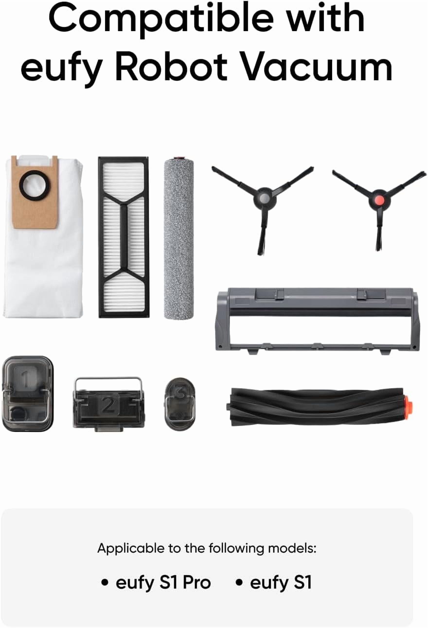 eufy Accessory Kit for Omni S1 Pro/S1, 2 Rolling Mops, 4 High-Performance Filters, Dirty Water Reservoir Filter, Rolling Brush & Brush Guard, 3 Dust Bags, and 2 Sets of Side Brushes